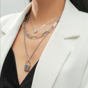 Fashion Silver Layered Charm Necklace